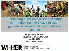 Enhancing Nutrition and Food Security during the First 1000 Days through Gender-Sensitive Social and Behavioral Change Webinar