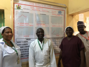 Dr. Aminu Haliru Bunza, Chief Medical Director at Sir Yahaya Memorial Hospital, with colleagues leading health improvements in the maternity ward. 