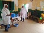 Facility Staff educating women on hand washing and GBV during ANC and postnatal visit at Kanya PHC