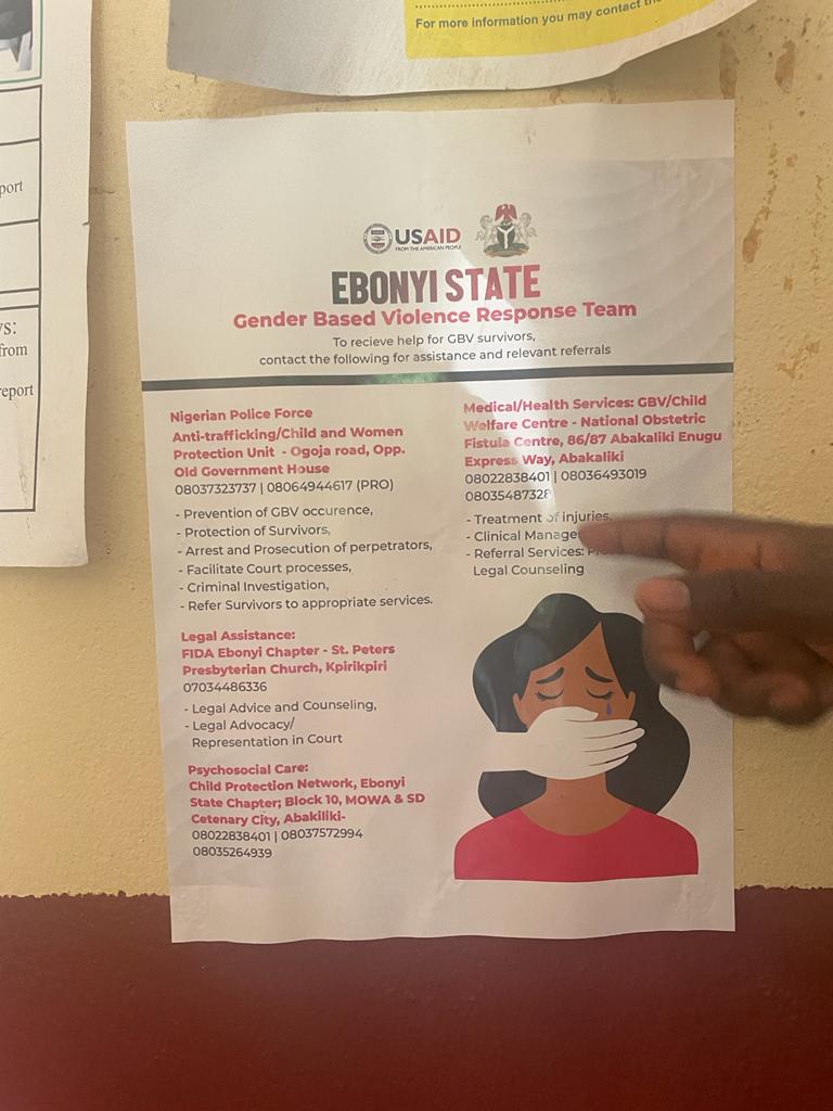 Job aids provide important information to healthcare workers about where they can refer gender-based violence (GBV) survivors for additional support services. This job aid was created by one of IHP’s WI-HER GESI Advisors and posted an IHP-supported health facility.