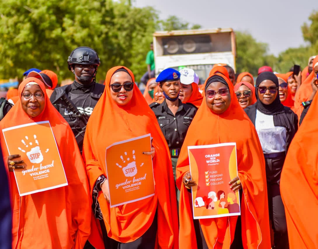 Throughout the 2023 16 Days of Activism Against GBV, individuals and organizations around the world organized events to build awareness around issues related to gender-based violence. Pictured here: WI-HER Gender Advisors and various partners, under USAID IHP, organized an awareness raising walk in Nigeria. Other activities held during the 16 days included advocacy events with ministries, community sensitization meetings, school outreach, media engagement, and more.