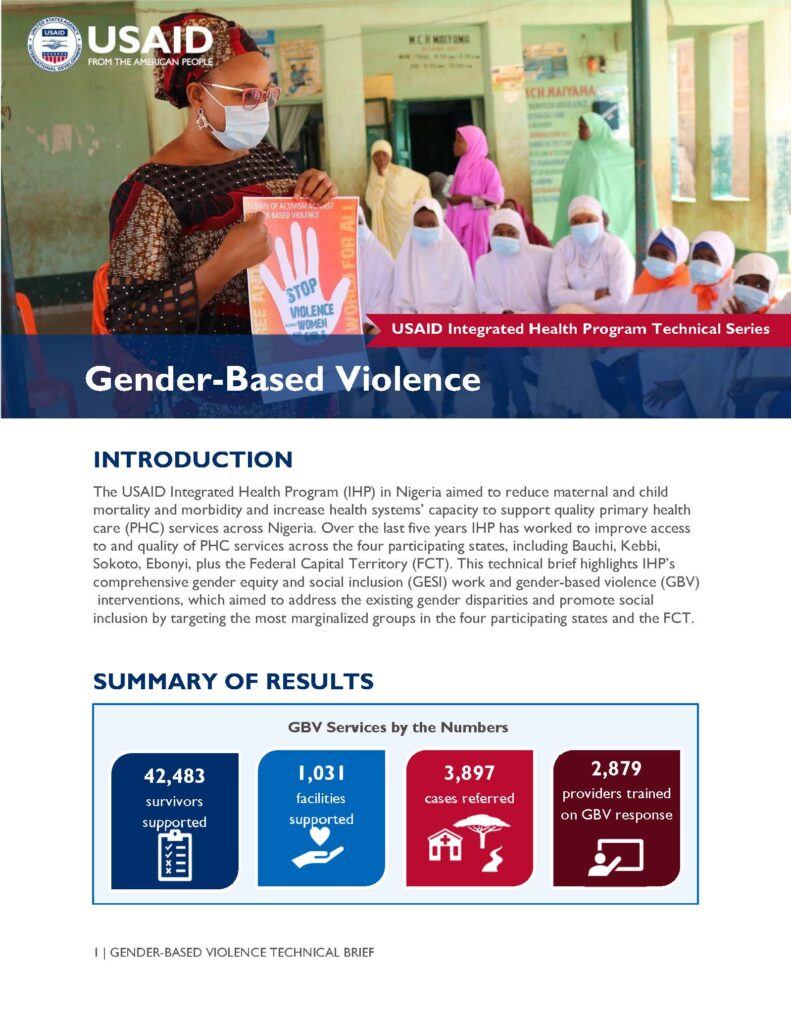 Technical Brief: USAID Integrated Health Program - Gender-Based Violence cover